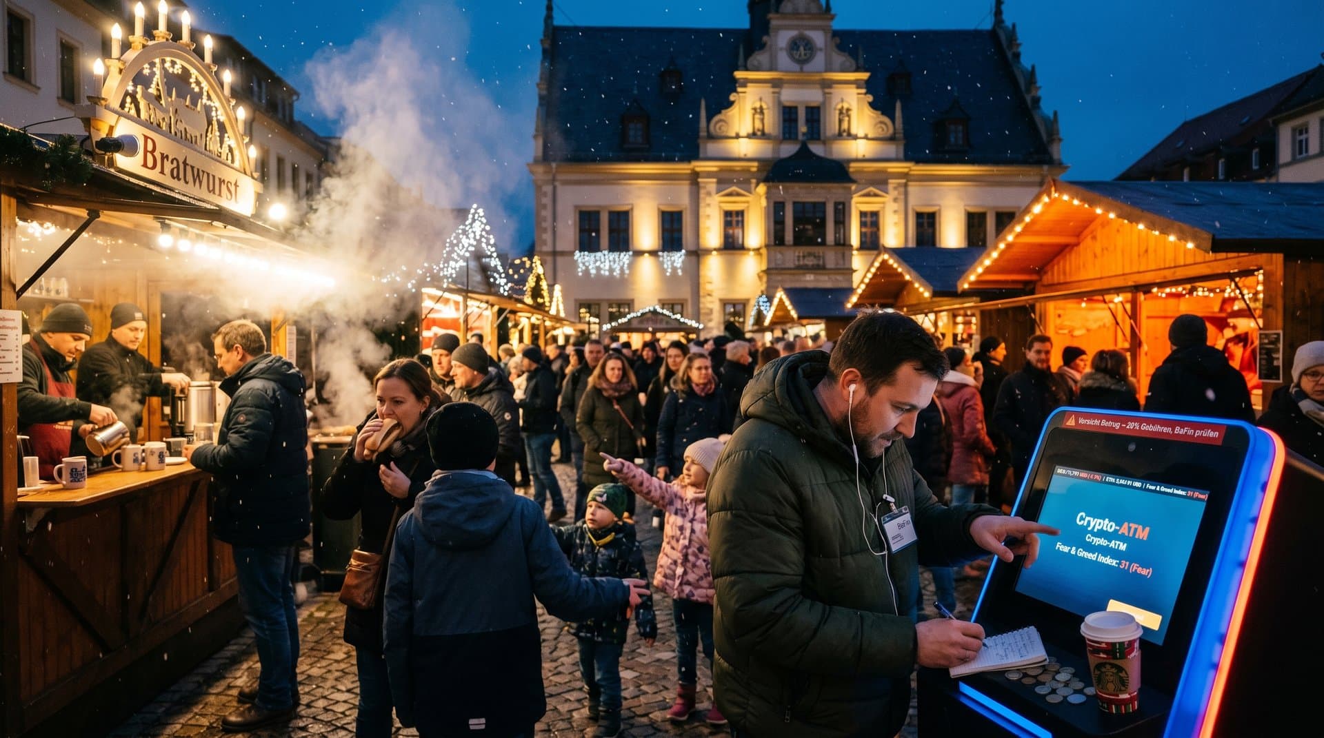Stollberger Weihnachtsmarkt mit Crypto-ATM-Warnung, BTC-Preis und Fear Index 31