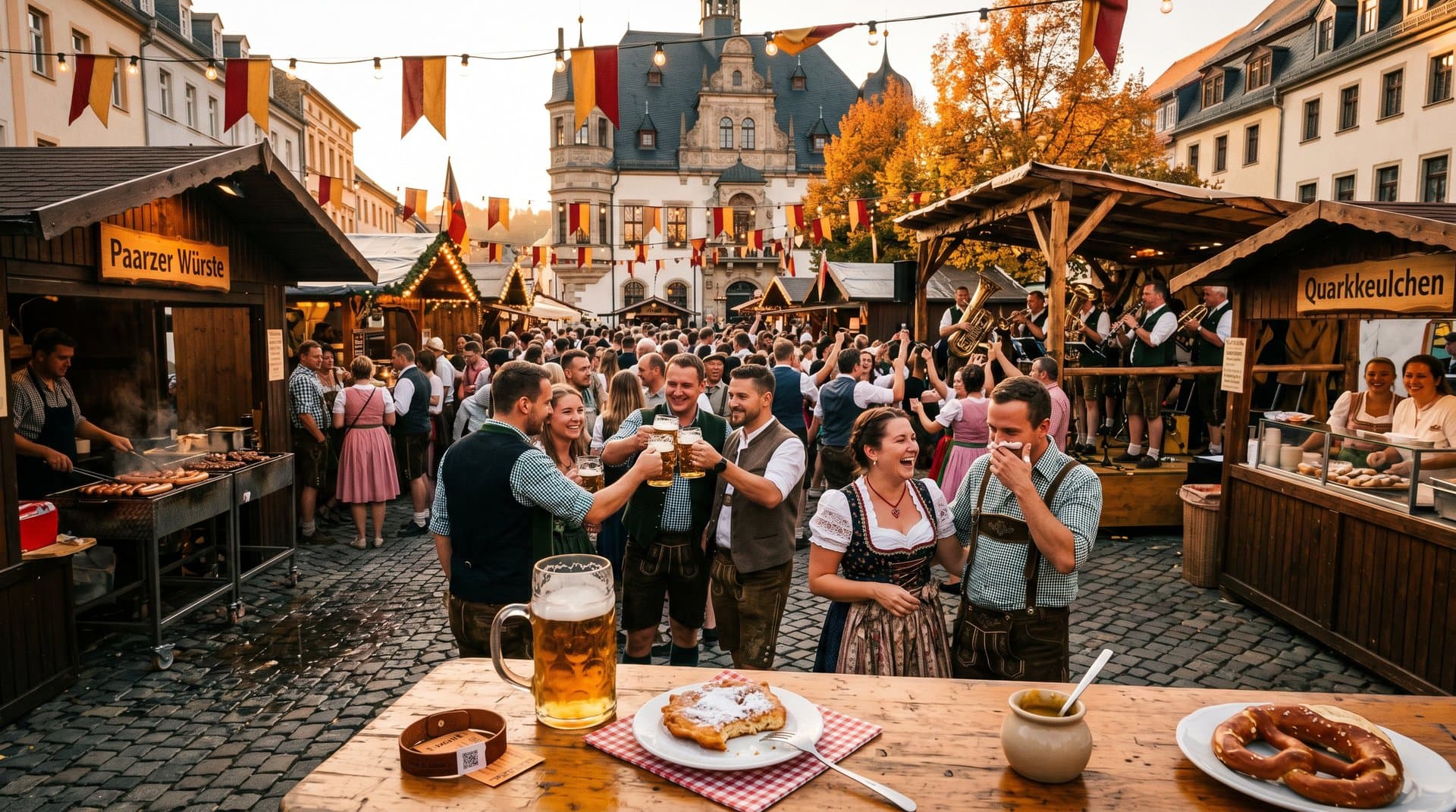 Lebendiges Bier- und Brotfest auf dem Marktplatz Stollberg mit Ständen, Bier und fröhlicher Menge