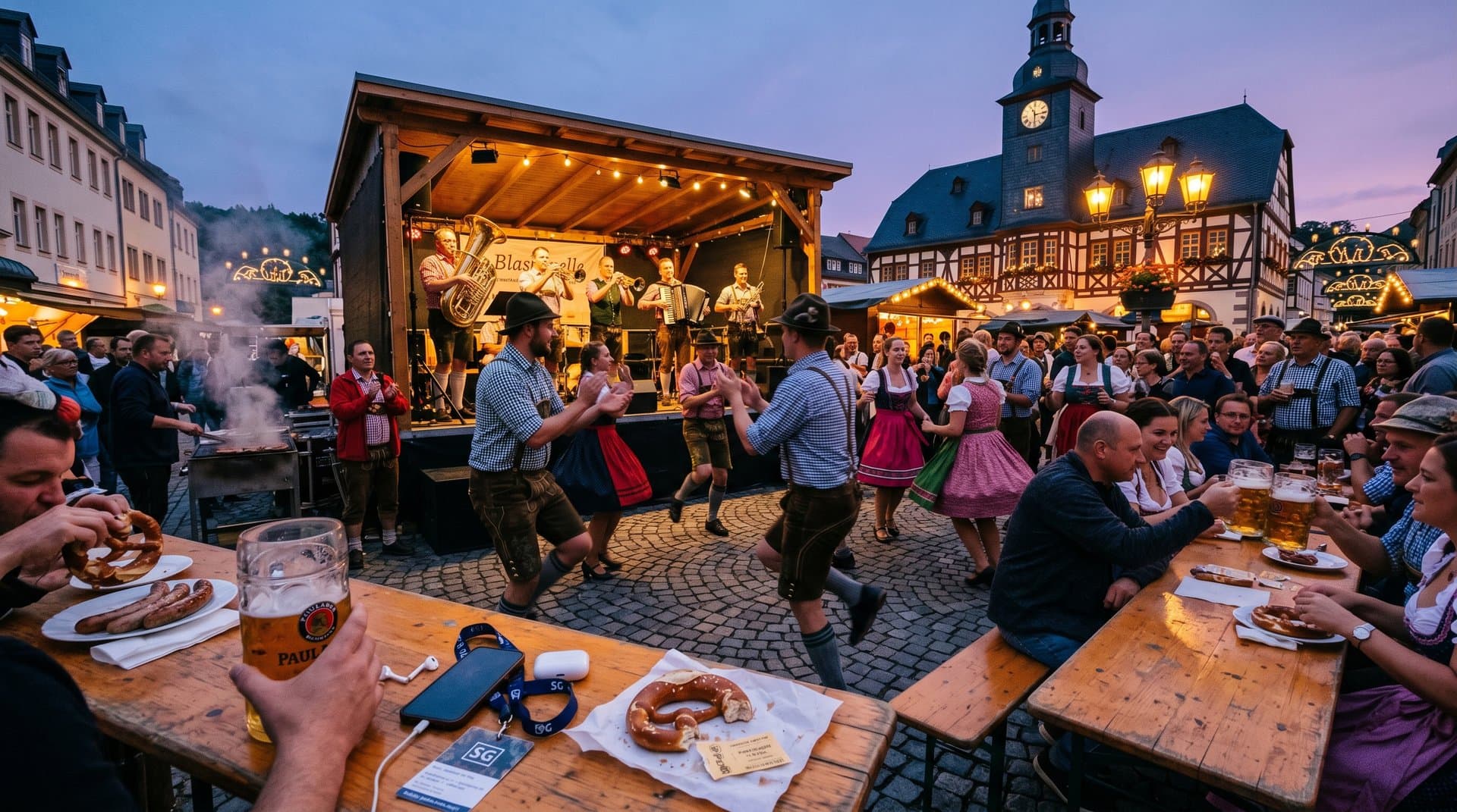 Stollberg Rathausplatz Fest mit Tanz, Musik und subtilen Tech-Overlays