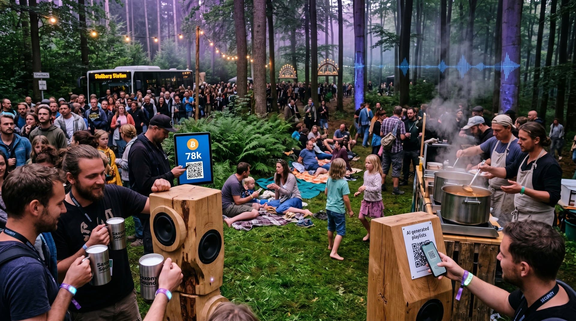 Eco-Sound-Festival im Hoher Forst Stollberg: Sound-Installationen, Gastro-Stände und Tech-Elemente im Erzgebirge-Wald