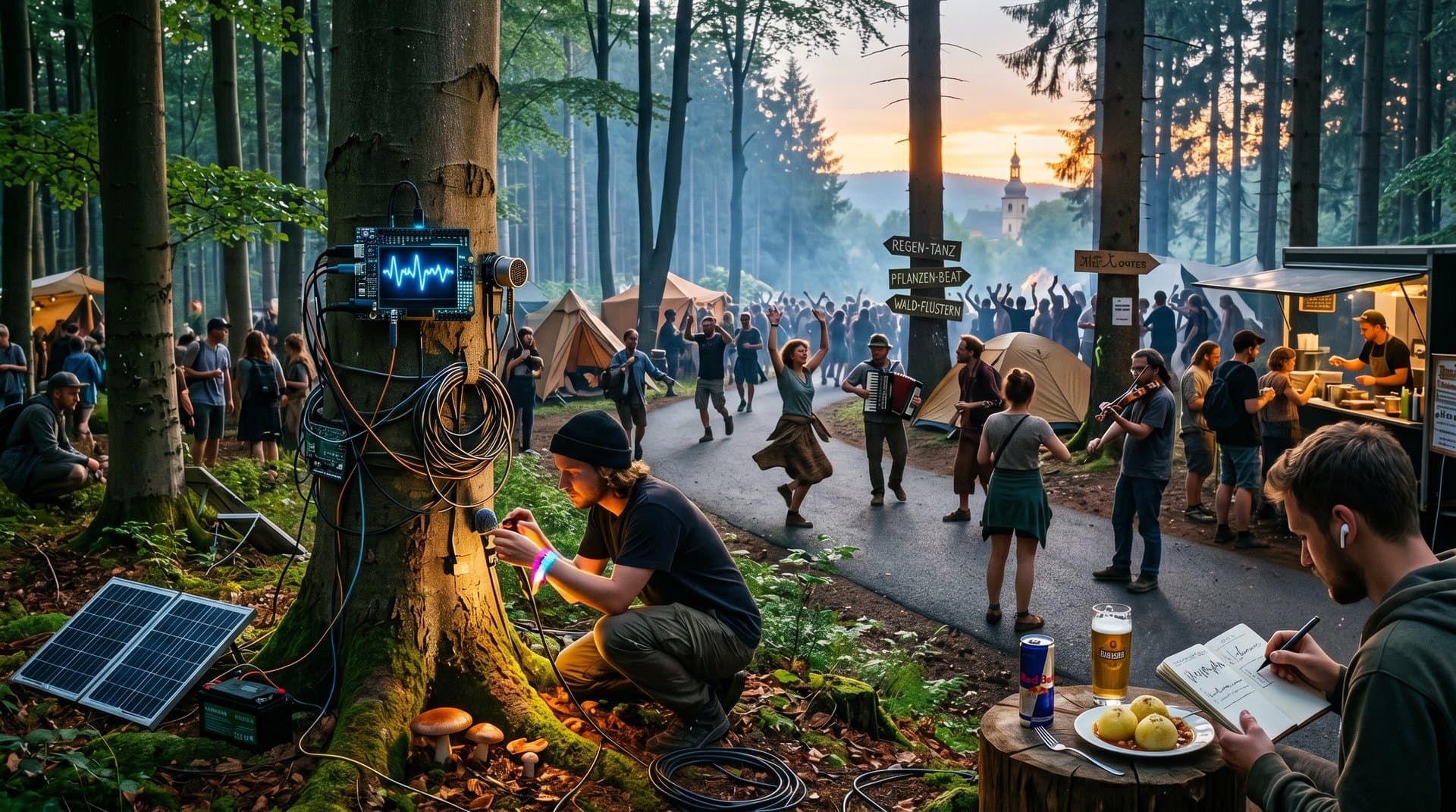 Sound-Art-Installation im Stollberg-Wald: Sensoren wandeln Pflanzen Regen Geräusche in Licht und Beats um