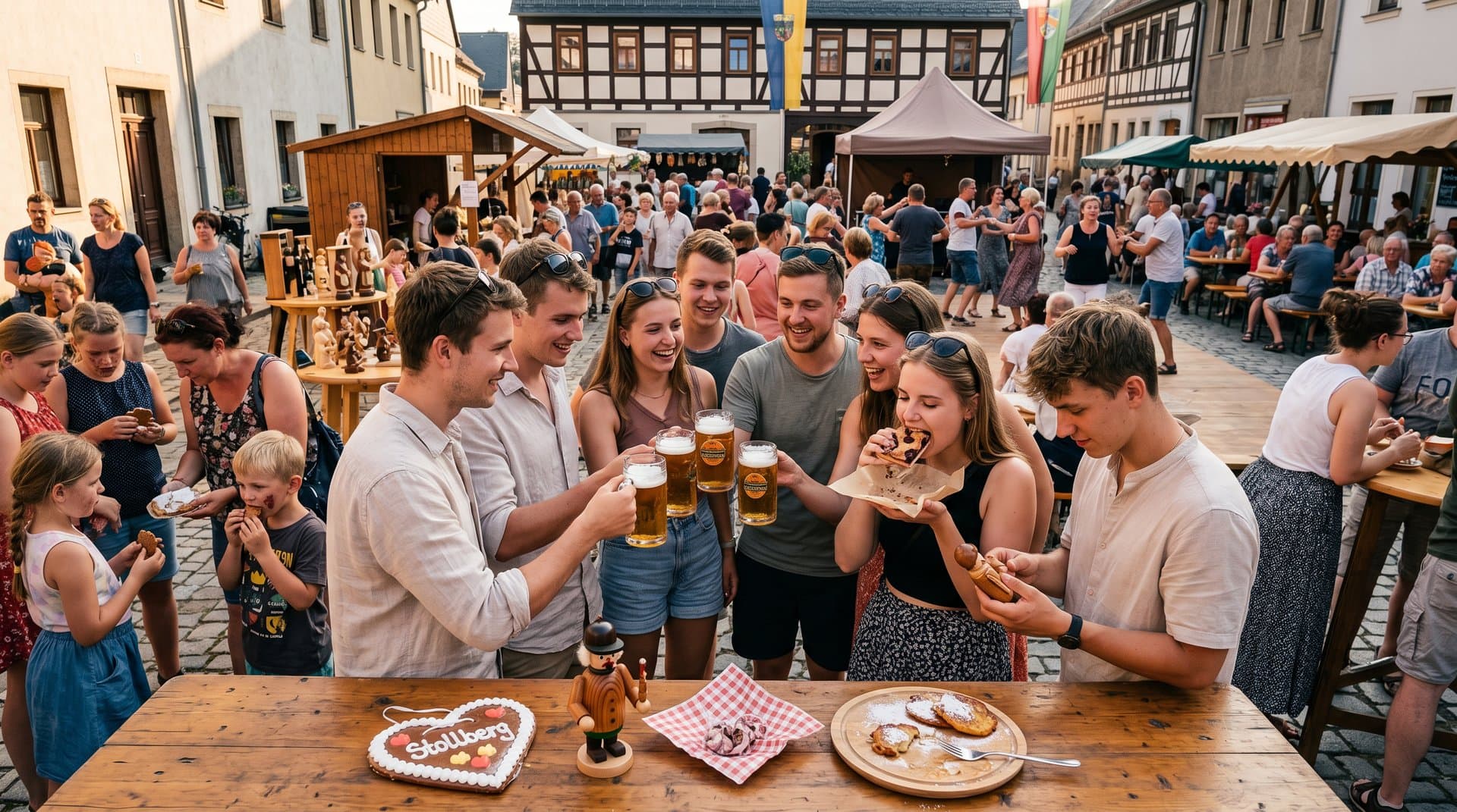 Gen Z auf Stollberg Marktplatz bei Fest: Handwerk, Bier und Traditionen ohne KI