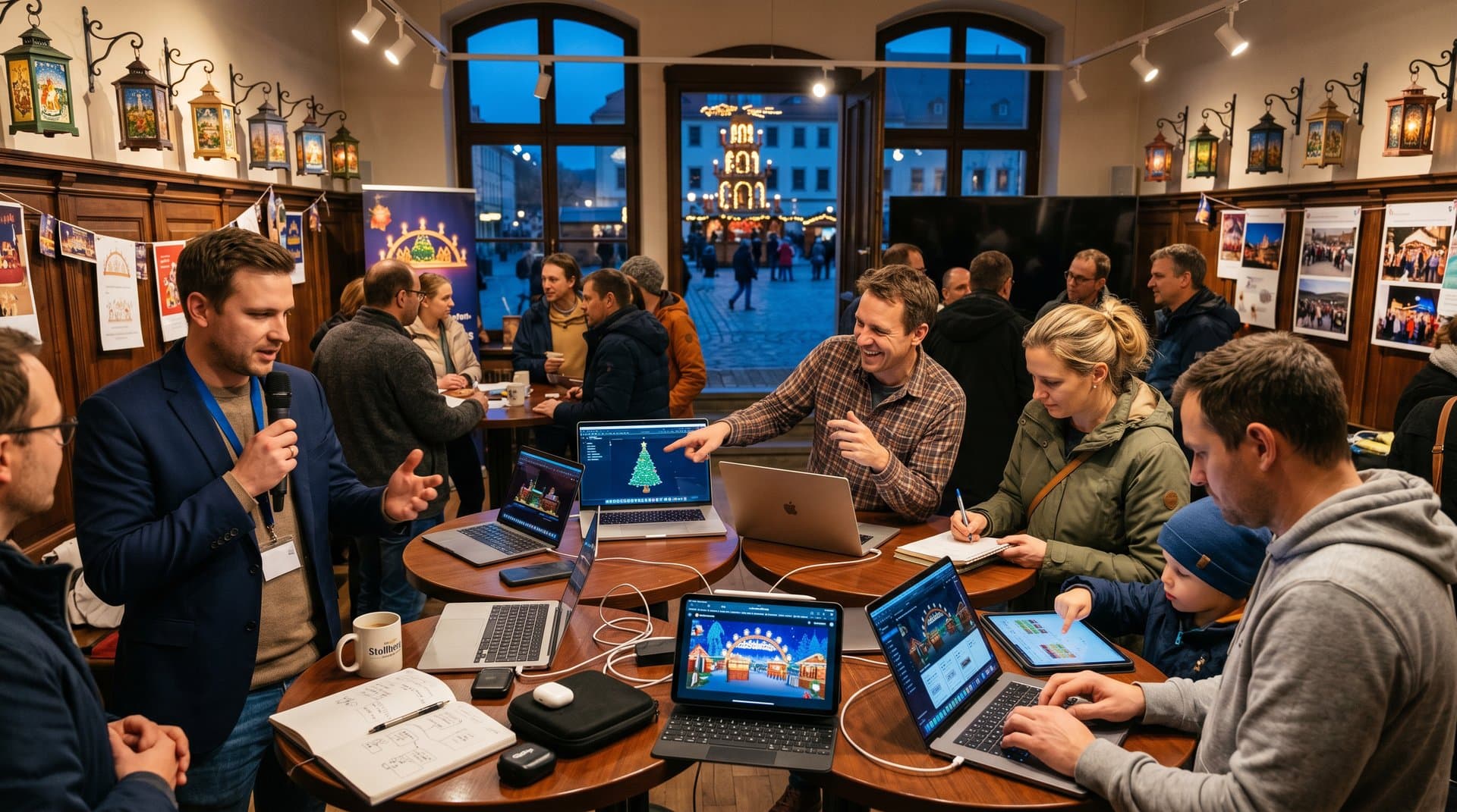 KI-Workshop im Rathaus Stollberg: Bürger testen Apps für Feste mit Schwibbögen-Motiven