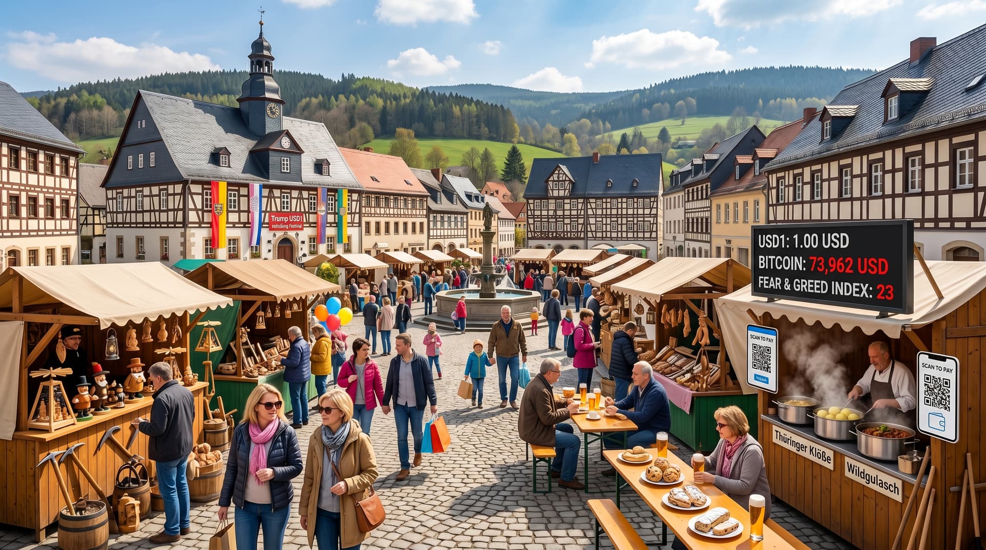 Trump USD1 Stollberg Festival eröffnet auf Marktplatz bei BTC 73.962 USD