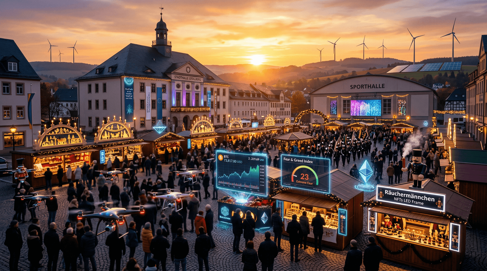 Stollberg-Feste Krypto: BTC 73.817 USD fundiert Events bei Fear 23