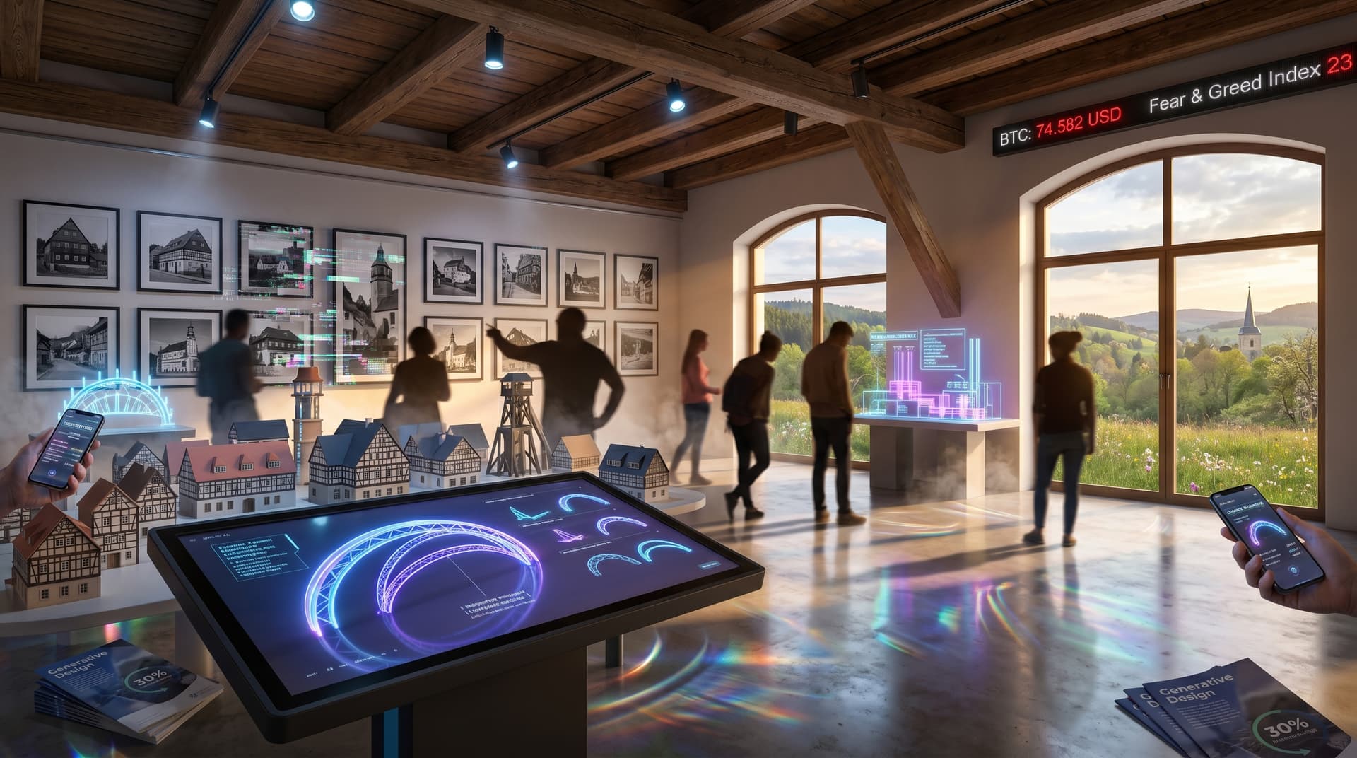 Generative Design Ausstellung eröffnet: KI spart 30% Material für 5 EUR in Stollberg