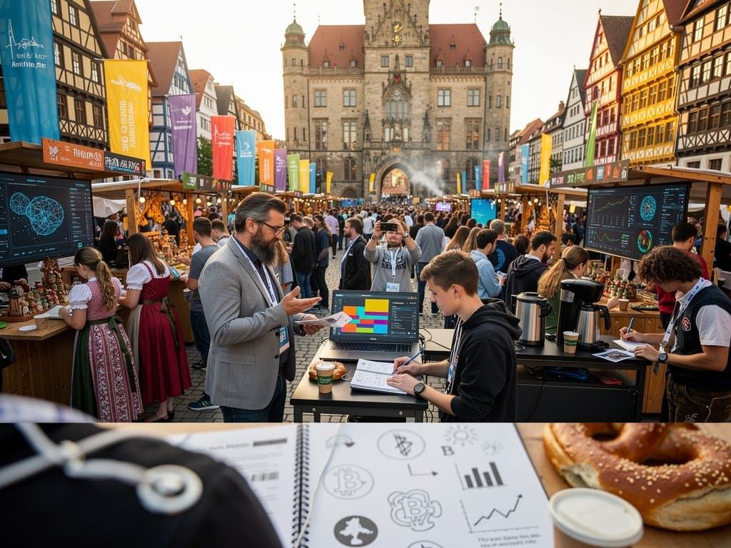 Tech-Festival Stollberg Marktplatz: KI-Studiengang RIT, Crypto-Charts BTC 74.657 USD, Fear & Greed 23 mit Erzgebirge-Tradition