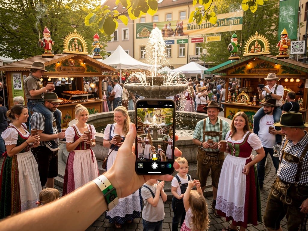 Stollberg Marktplatz Stadtfest mit Snapchat AR-Filtern und virtuellen Schwibbögen