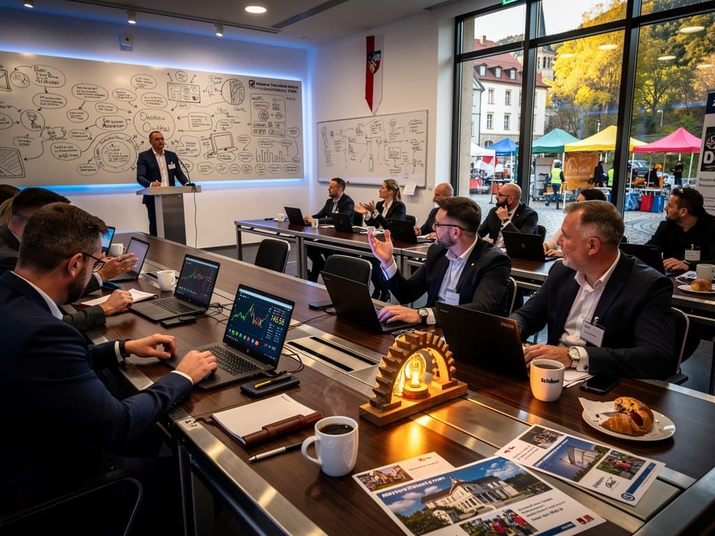 Stollberg Beamte in KI-Seminar mit Krypto-Charts und Event-Plänen im Rathaus