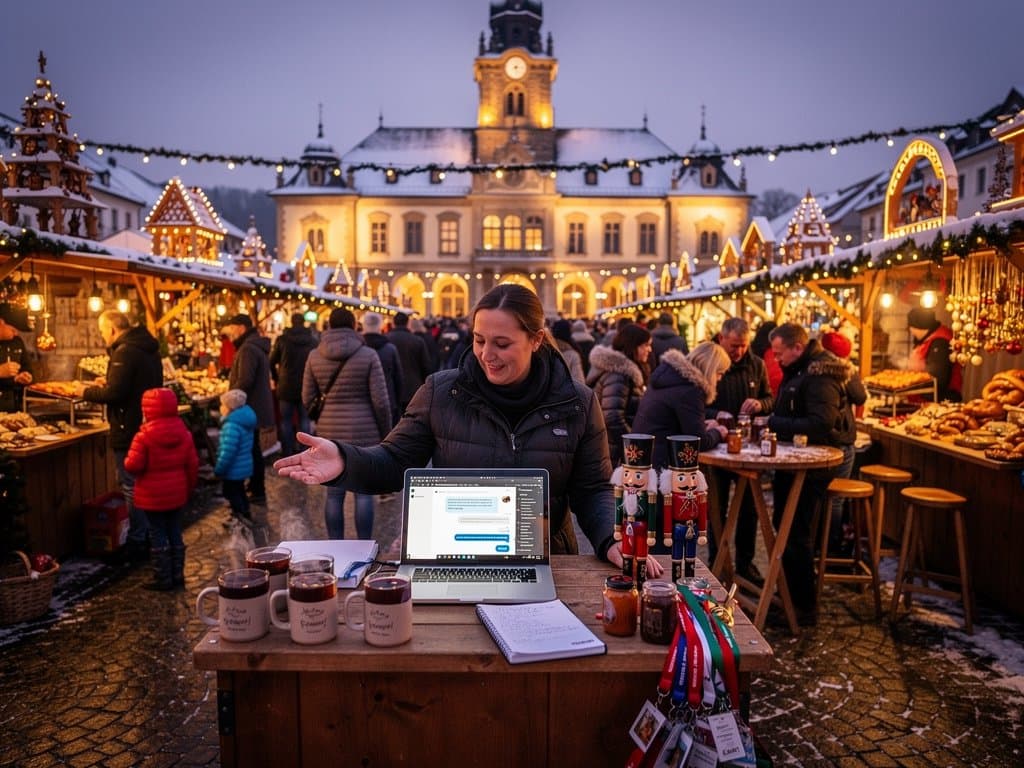 Stollberg Weihnachtsmarkt Marktplatz mit ChatGPT und Pyramiden