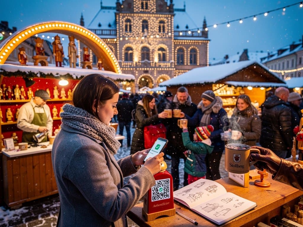 Stollberg Weihnachtsmarkt: Blockchain-Scan für authentische Schwibbögen gegen Deepfakes