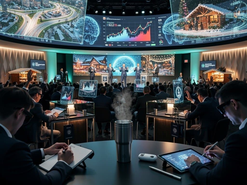 AI-Event Charlotte mit KI-Demos, Crypto-Charts und Stollberg-Fest-Skizzen im Konferenzsaal