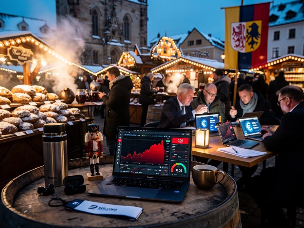 Stollberg Marktplatz mit Crypto-Charts und EZB-Diskussion zu US-Stablecoins